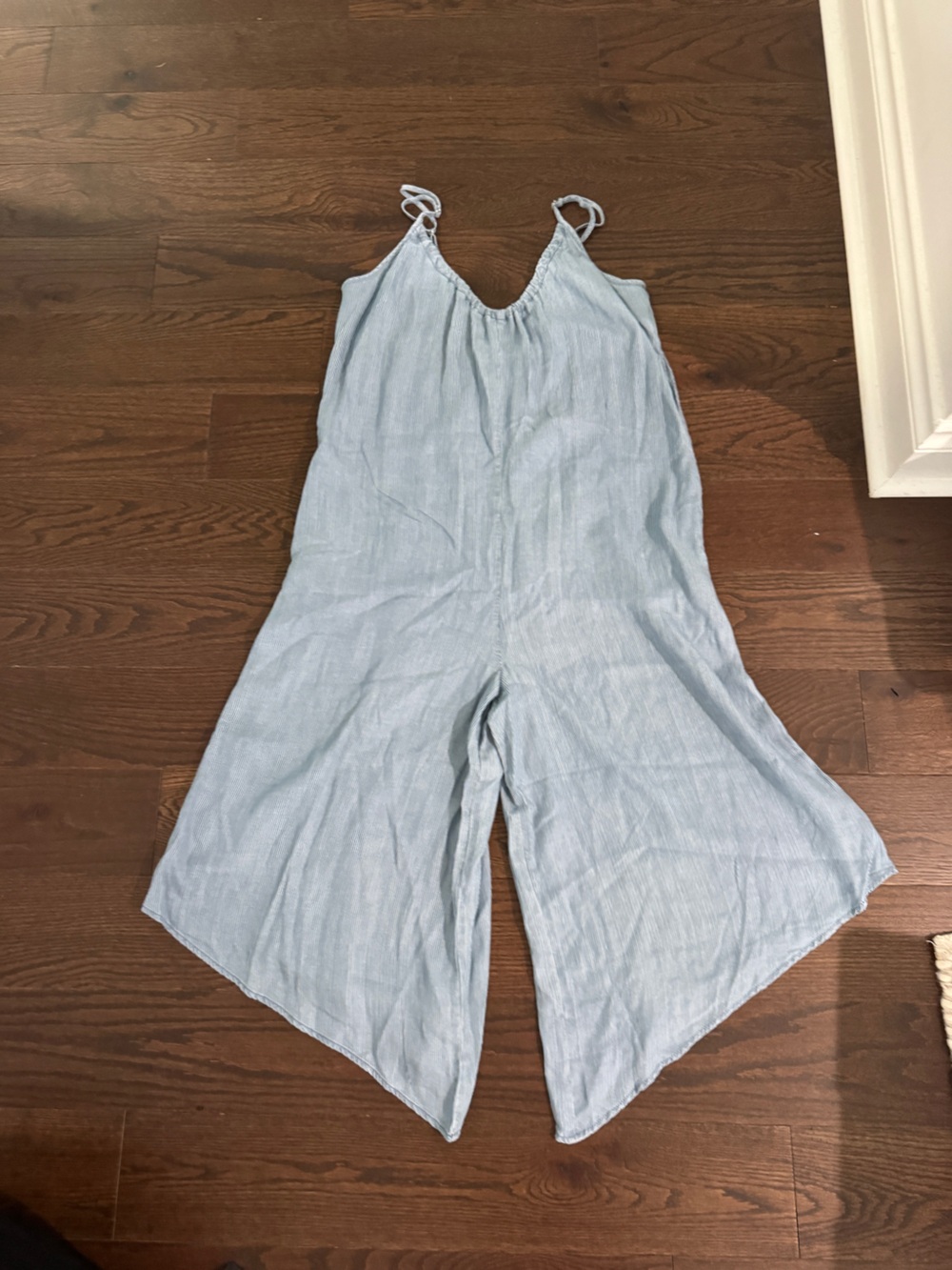 lovestitch Light Blue Wide-Leg Linen-Blend Jumpsuit